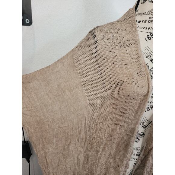 Free People All Tous Cardigan Sz OS Fishnet Bohemian Western High Low Tan Beachy - Picture 5 of 11